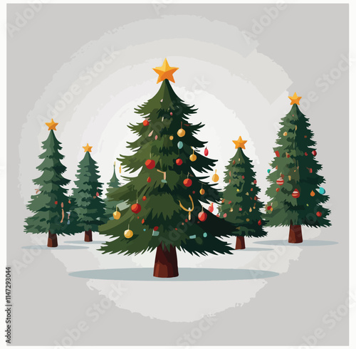 Vector Christmas tree on white background