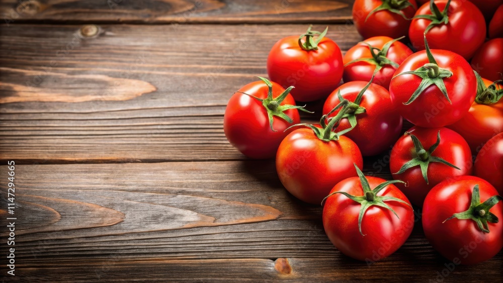 Vibrant red tomatoes on a wooden table , fresh, organic, healthy, vegetables, food, ripe, juicy, cooking, ingredient, agriculture Vibrant red tomatoes on a wooden table , fresh, organic, healthy, vegetables, food, ripe, juicy, cooking, ingredient, agriculture