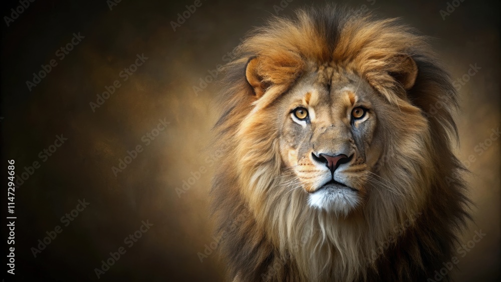 Fototapeta premium Top view of a lion with a large mane in rendering, lion, wild, beast, mane, top view, rendering, safari