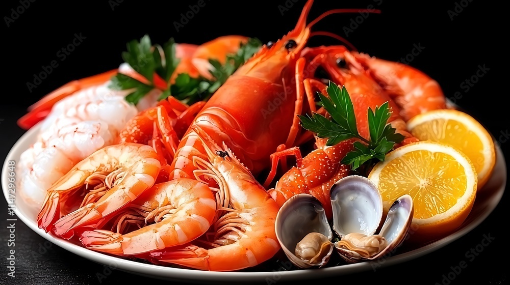Delicious Seafood Platter with Shrimp, Lobster, and Clams Delicious Seafood Platter with Shrimp, Lobster, and Clams