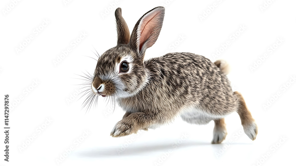 A rabbit is running on a white background A rabbit is running on a white background