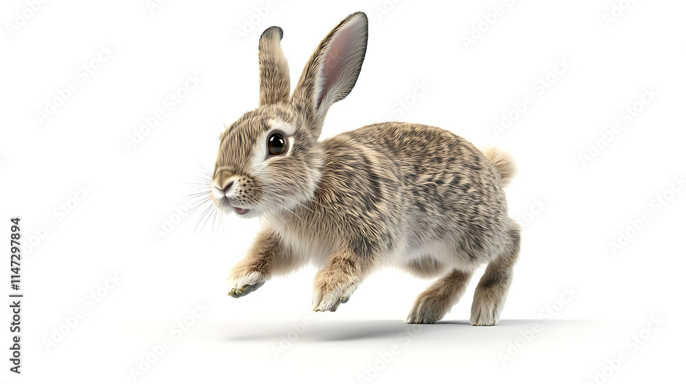 A rabbit is running on a white background A rabbit is running on a white background