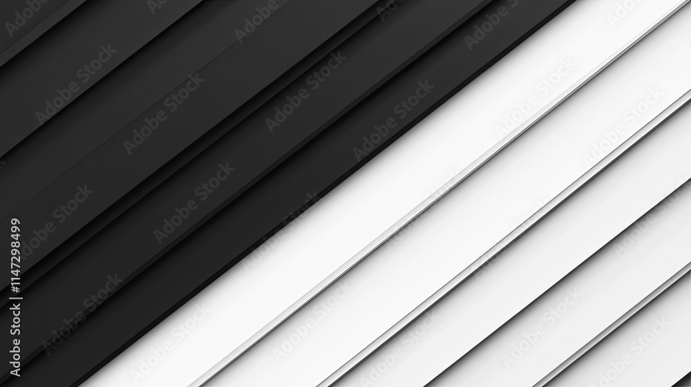 Fototapeta premium Black and White Diagonal Lines Abstract Minimalist Design