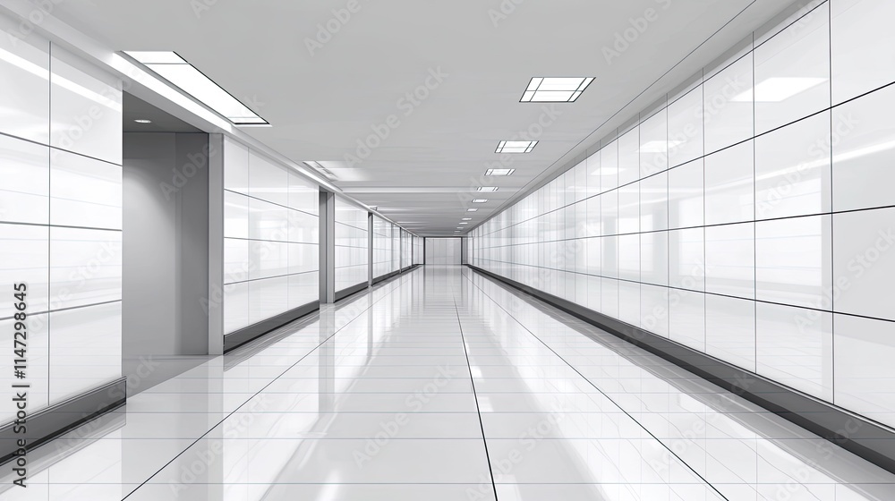 Modern Minimalist Hallway with Sleek Design and Bright Lighting Modern Minimalist Hallway with Sleek Design and Bright Lighting