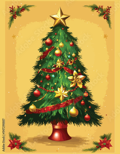 Vector Christmas tree on white background