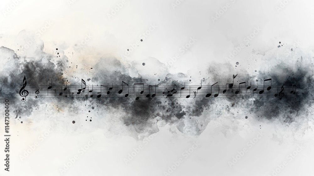 Abstract musical notes on a watercolor background. Abstract musical notes on a watercolor background.
