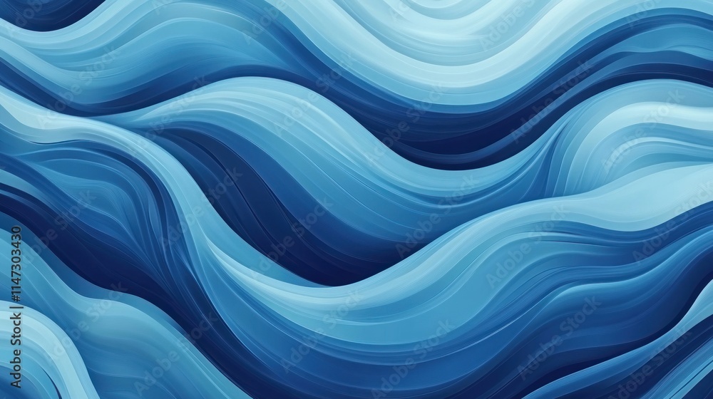 Abstract blue wavy background with smooth flowing lines in light and dark blue shades, creating a modern and elegant design template Abstract blue wavy background with smooth flowing lines in light and dark blue shades, creating a modern and elegant design template