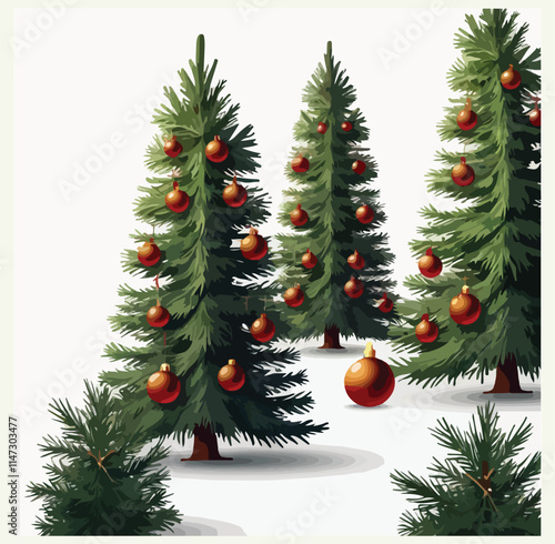 Vector Christmas tree on white background