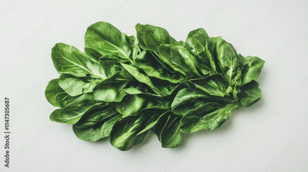 Fresh Green Leafy Vegetables Arranged on White Background Fresh Green Leafy Vegetables Arranged on White Background
