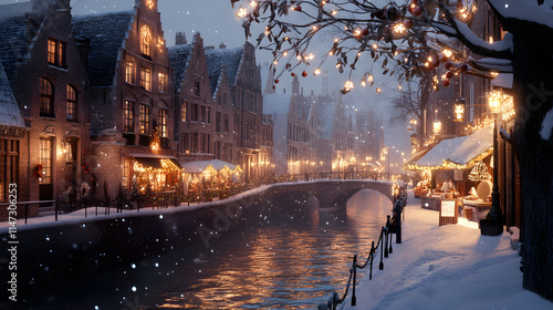 Bruges Christmas Market Snow-Covered Canals & Festive Lights