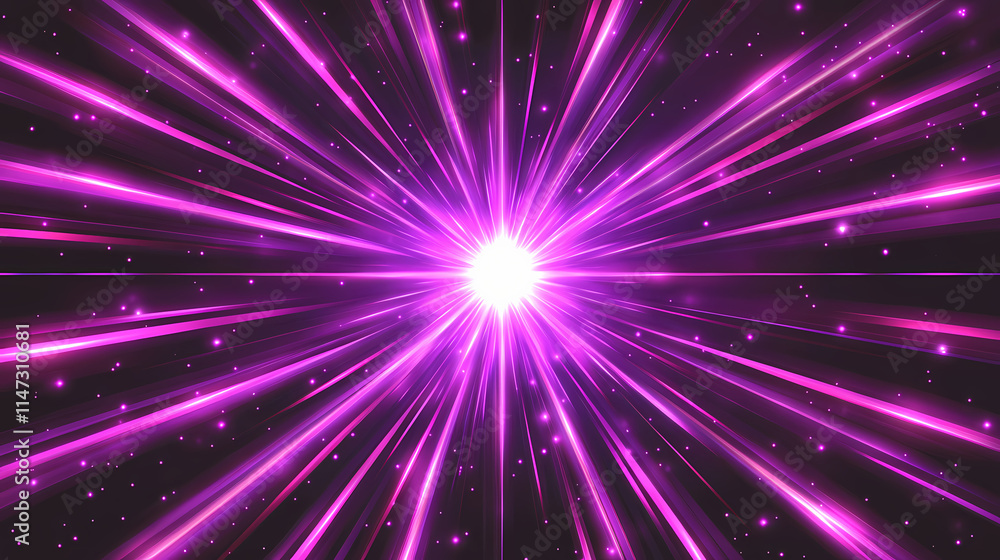 Fototapeta premium Vibrant purple and pink starburst light effect isolated on transparent background. Starburst. Illustration