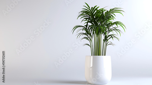 A white plant in a white pot is sitting on a white background