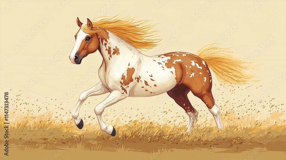 Obraz premium Dynamic Running Stallion Vector Illustration Isolated on White Background