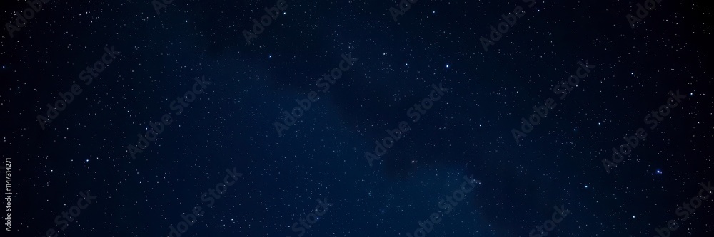 Naklejka premium Starry night sky with twinkling stars on dark background, glowing, night time