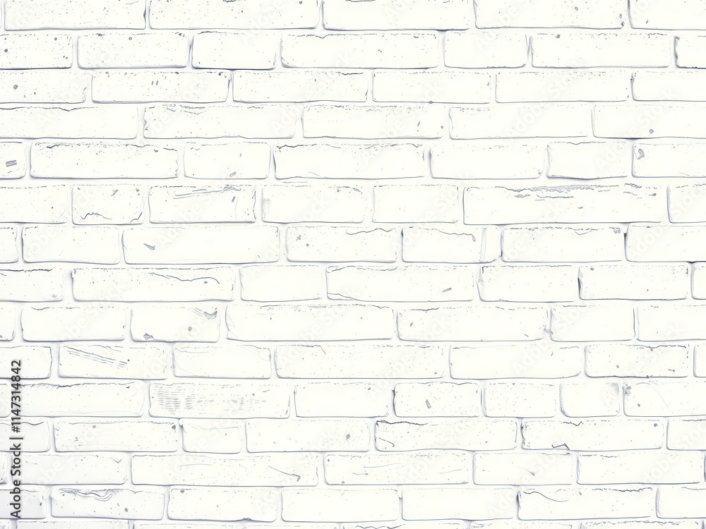 Fototapeta premium White brick wall with a textured surface suitable for backgrounds or design elements, rough, modern, background