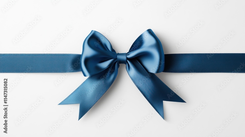Festive Christmas flyer featuring a 3D realistic blue satin ribbon bow, paired with string beads, on a clean, minimalist white backdrop Festive Christmas flyer featuring a 3D realistic blue satin ribbon bow, paired with string beads, on a clean, minimalist white backdrop
