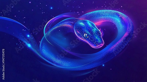Abstract Blue Light Sphere with Plasma Energy in Space and Galaxy Background