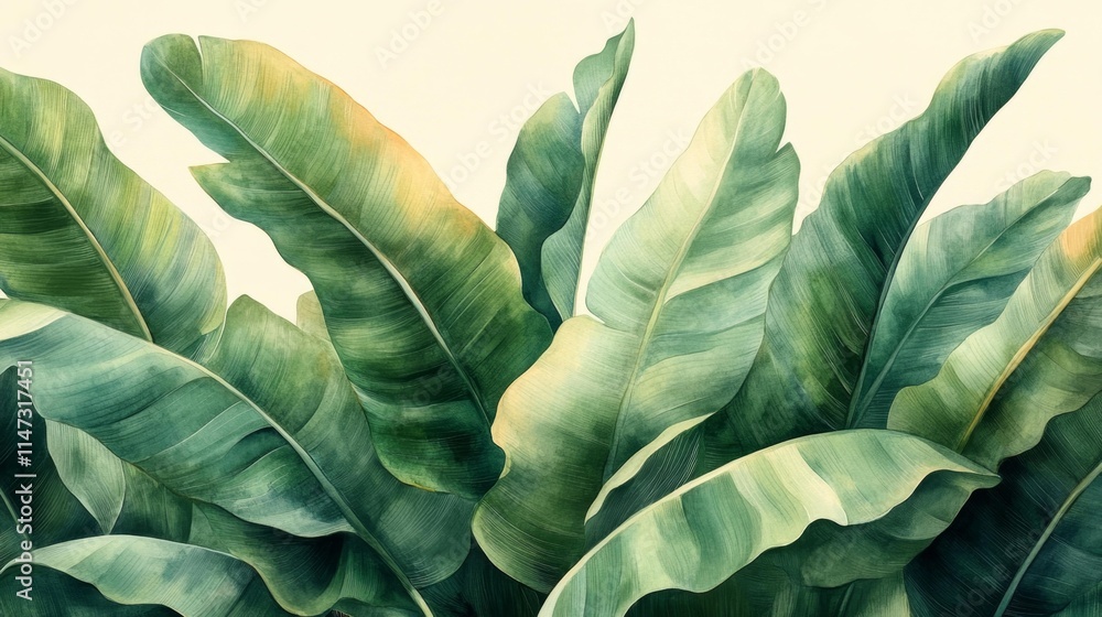 Obraz premium Elegant banana leaf seamless pattern. Generative AI