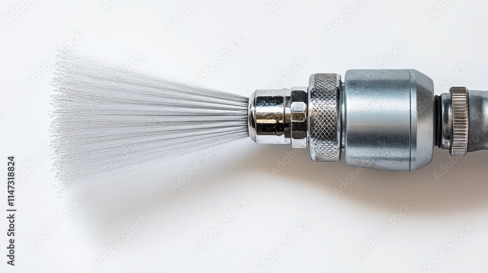 Metal device with a fine bristle brush attachment Metal device with a fine bristle brush attachment