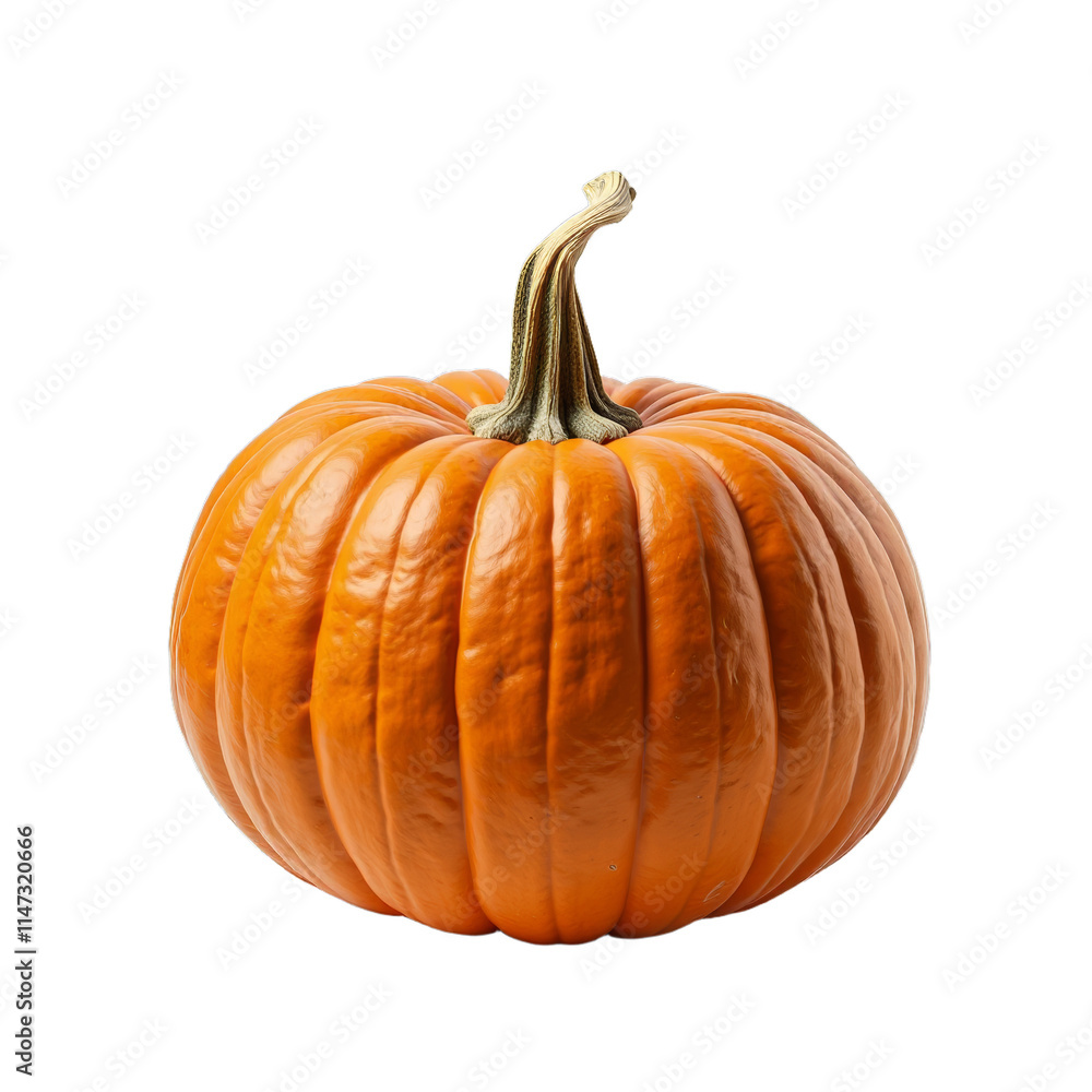 Obraz premium A fresh, round orange pumpkin with a stem on top