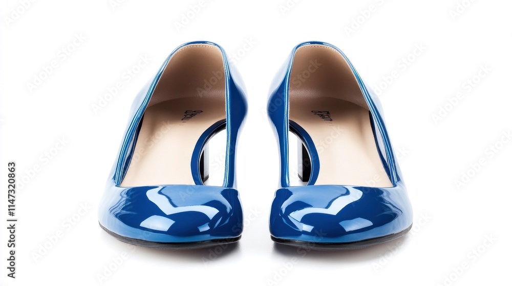 Pair of blue patent leather women's heels. Pair of blue patent leather women's heels.