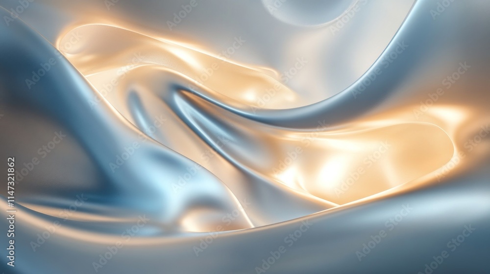 Obraz premium Sophisticated abstract background with gentle blue curves and soft glow effects, creating a luxurious, smooth appearance