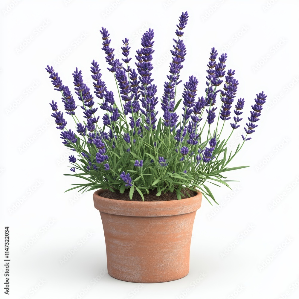 Fototapeta premium a potted lavender plant isolated on white background