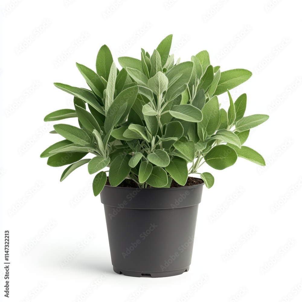 a potted sage plant isolated on white background a potted sage plant isolated on white background
