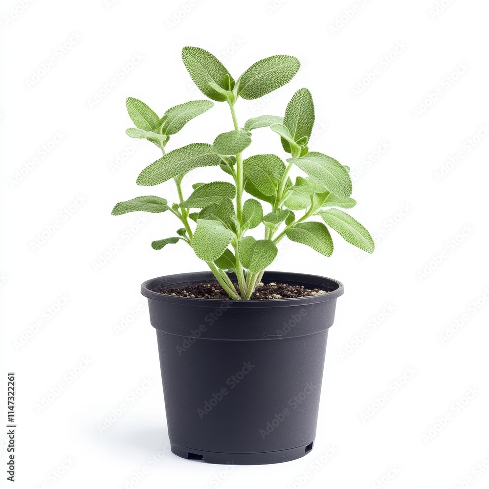 a potted sage plant isolated on white background a potted sage plant isolated on white background