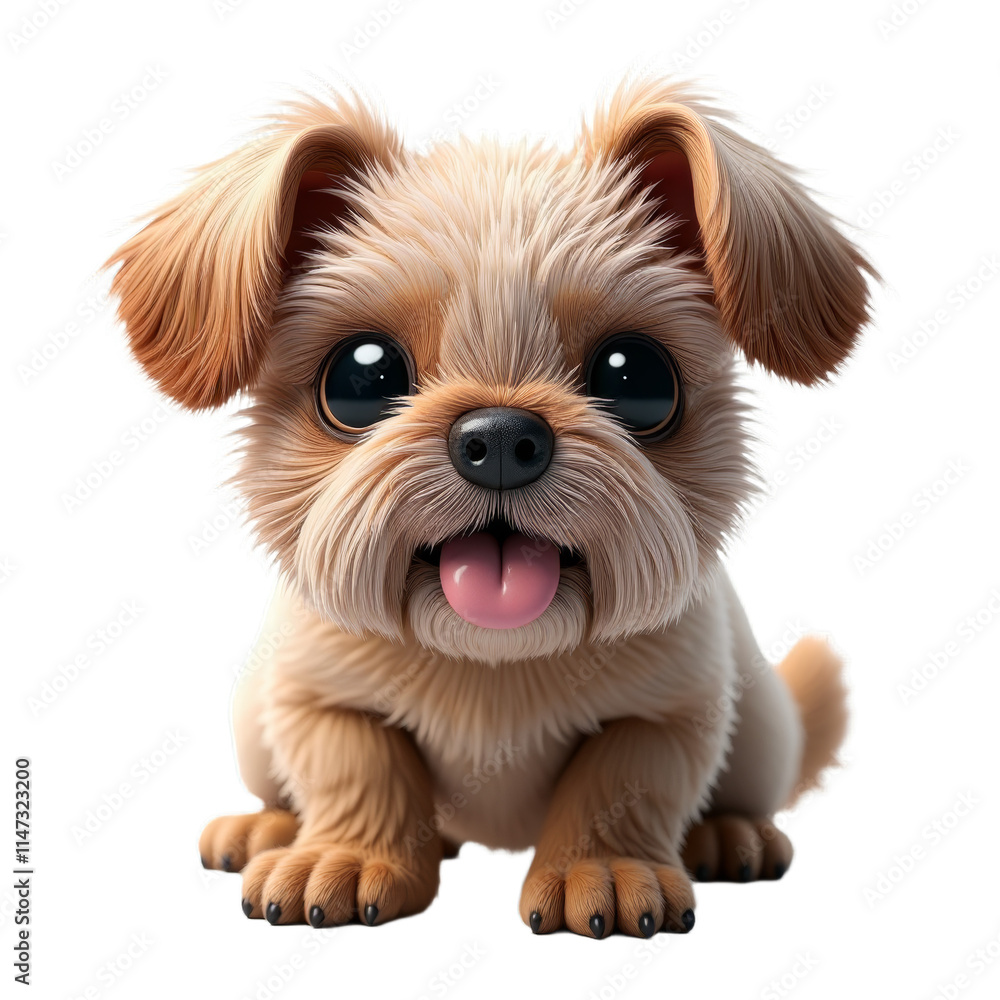 Adorable puppy with big eyes, Fluffy dog on black background, Puppy with tongue sticking Adorable puppy with big eyes, Fluffy dog on black background, Puppy with tongue sticking