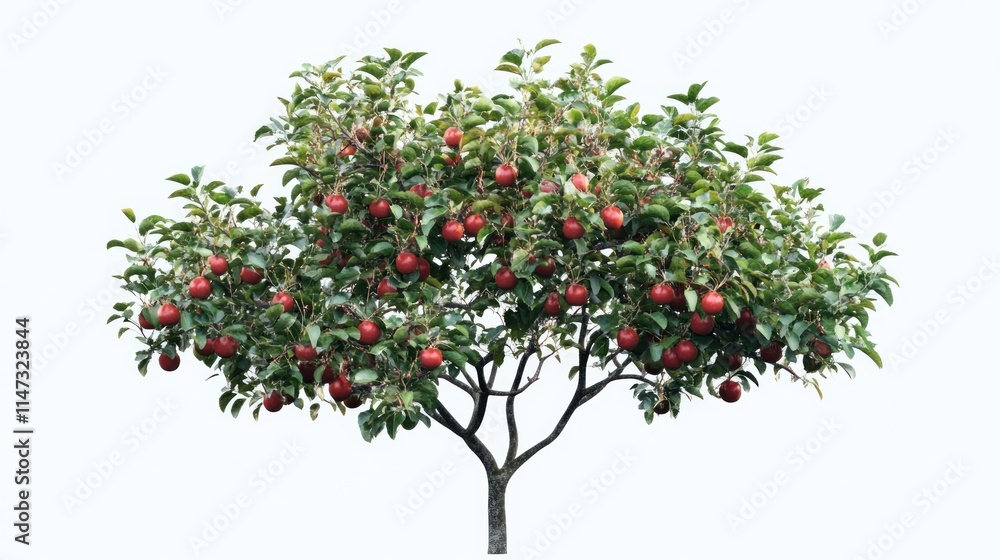 Fototapeta premium A fruitful apple tree laden with ripe red apples