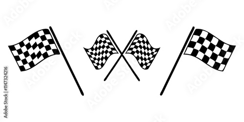 Different kinds of Set of checkered flag vector icons. isolated on white background