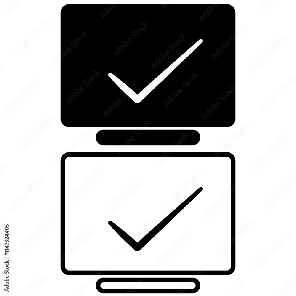 screen icon with check mark, simple flat style, illustration, logo sign symbol pictogram template, for ui or ux isolated on white for mobile app, editable screen icon with check mark, simple flat style, illustration, logo sign symbol pictogram template, for ui or ux isolated on white for mobile app, editable