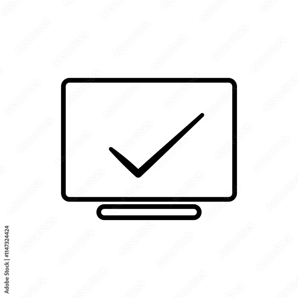 screen icon with check mark, simple flat style, illustration, logo sign symbol pictogram template, for ui or ux isolated on white for mobile app, editable screen icon with check mark, simple flat style, illustration, logo sign symbol pictogram template, for ui or ux isolated on white for mobile app, editable