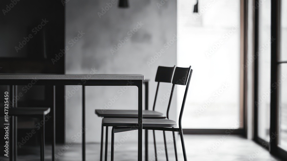 Fototapeta premium Minimalist Modern Dining Table Chairs Design
