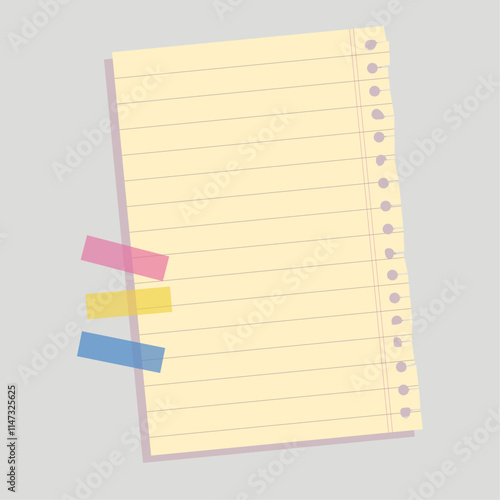 Clean notice message lined paper memo sticker desk table background. note book, spiral note book. 