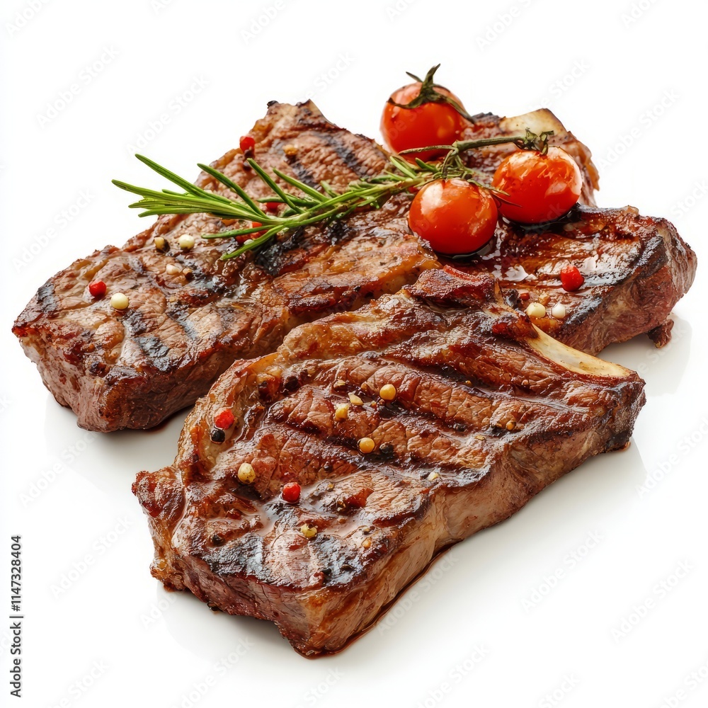 Tasty BBQ meat isolated on white background Tasty BBQ meat isolated on white background