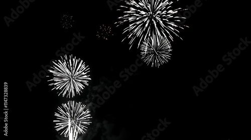 Fireworks illuminate the night sky, celebrating the New Year's eve, banner Background.