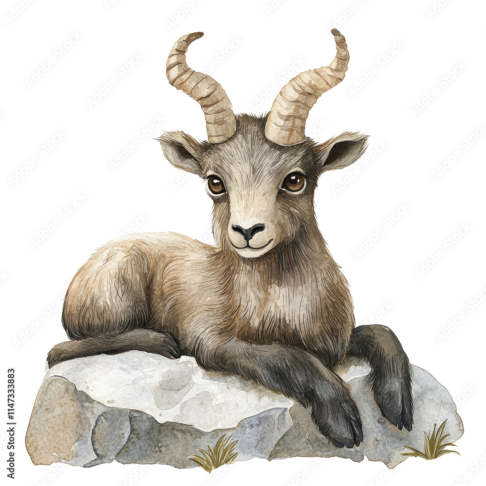 Detailed Illustration of a Himalayan Tahr Sitting Gracefully on a Rocky Surface Detailed Illustration of a Himalayan Tahr Sitting Gracefully on a Rocky Surface