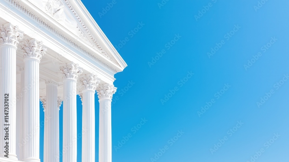 White columns against a clear blue sky. White columns against a clear blue sky.