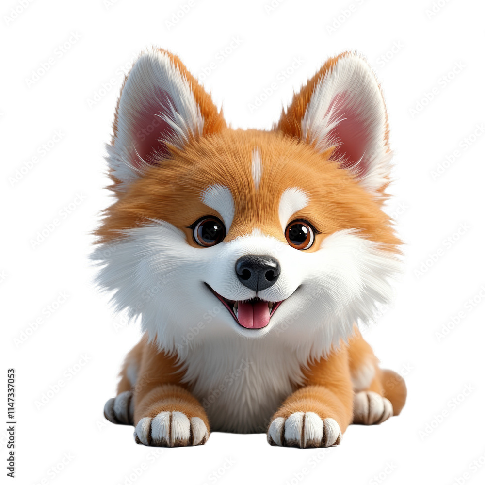 Obraz premium Happy Pomeranian puppy with a smile and wagging tail
