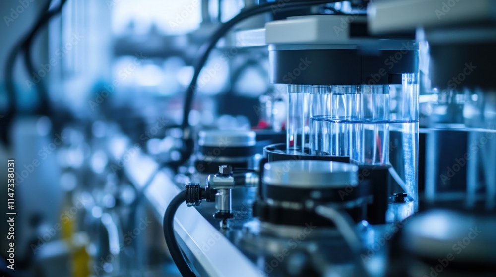 Close-up of hydrogen fuel cells in a laboratory setting, showcasing intricate details of the technology. The image captures the advanced equipment and materials used in hydrogen energy research, Close-up of hydrogen fuel cells in a laboratory setting, showcasing intricate details of the technology. The image captures the advanced equipment and materials used in hydrogen energy research,