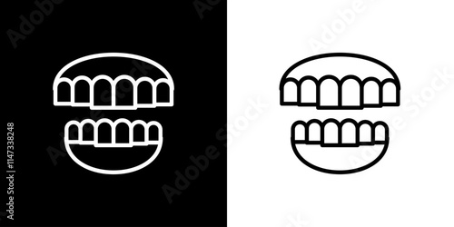 Mouth and teeth icon. Tooth. Mouth. Dentist. Black image. Germs. Toothache. Bad breath. Silhouette