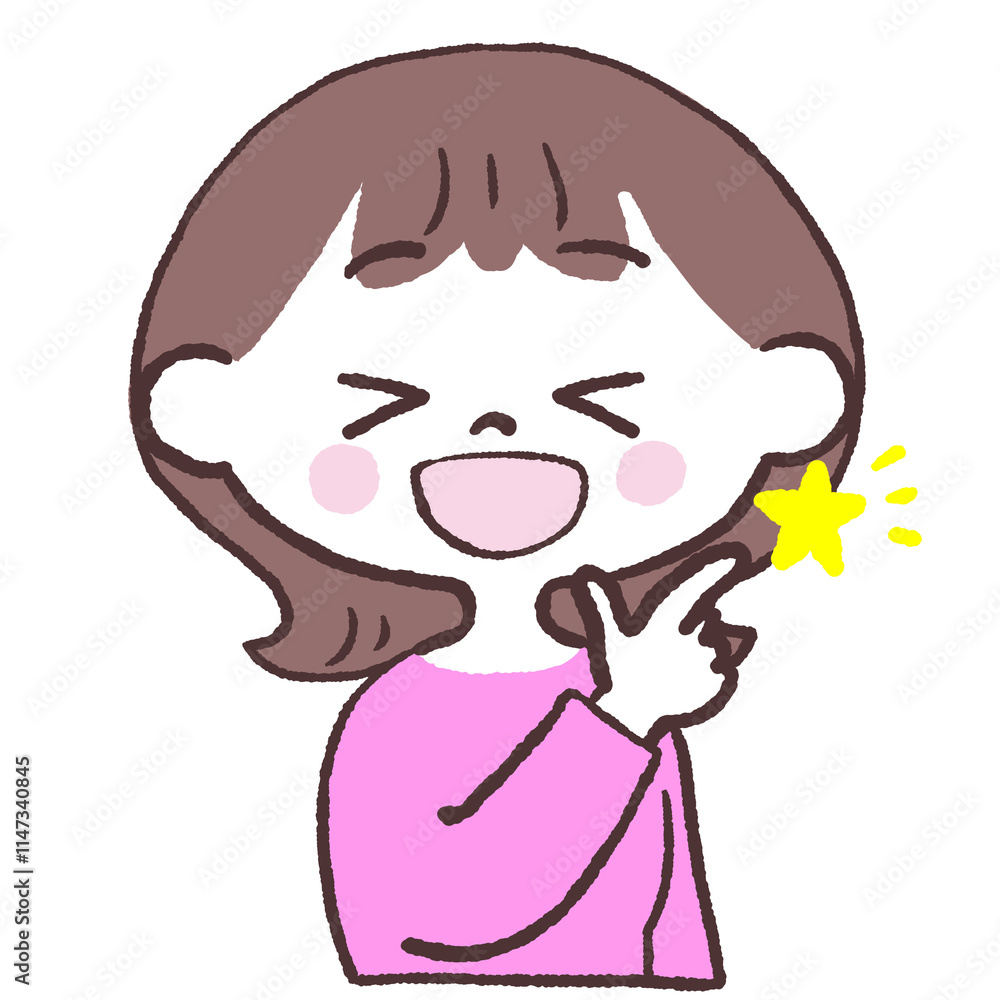 イイネをする女性正面イラスト イイネをする女性正面イラスト