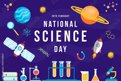 flat design national science day background illustration