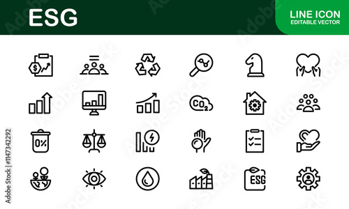 Comprehensive ESG Icon Collection - Perfect for Green, Ethical, and Corporate Responsibility Branding
