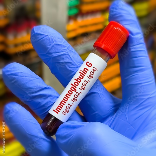 Blood sample tube for Immunoglobulin G or IgG (1,2,3,4) level test, diagnosis for immunodeficiency disease photo