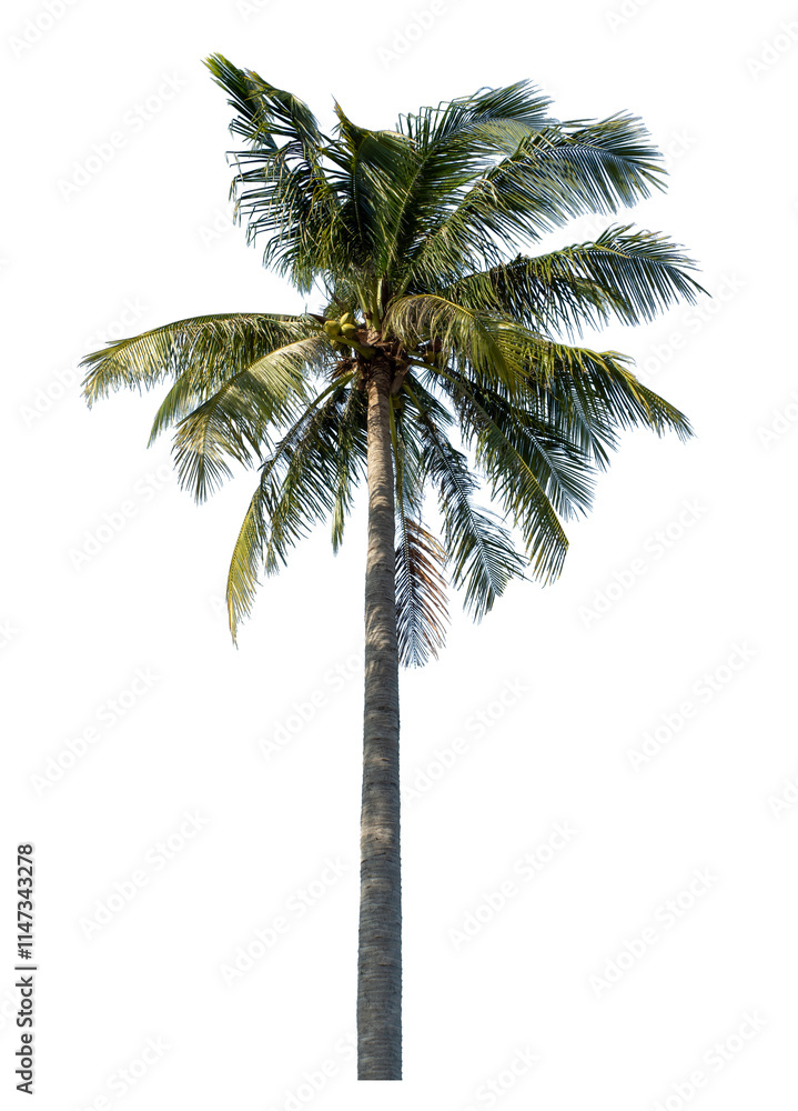 Obraz premium Coconut tree on transparent background with clipping path and alpha channel.