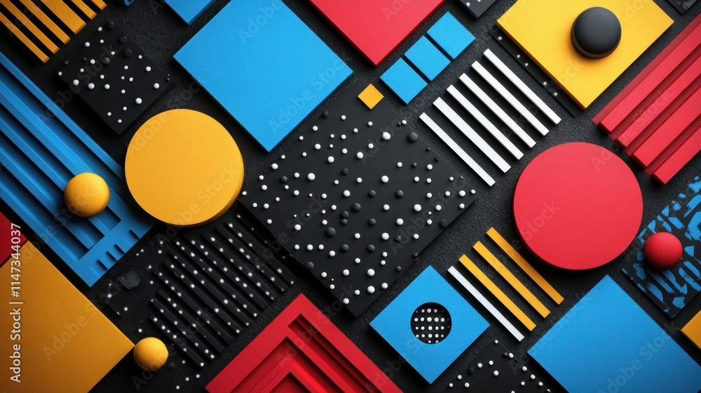 Obraz premium Abstract Geometric Composition: Vibrant Colors and Shapes