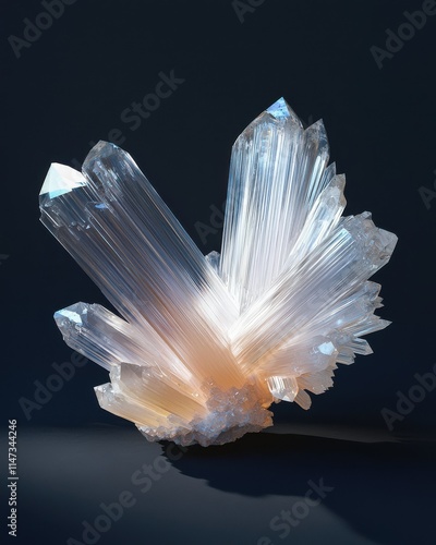 Raw ulexite crystal displaying fiberoptic-like features studio setting high-detail dark background natural beauty photo